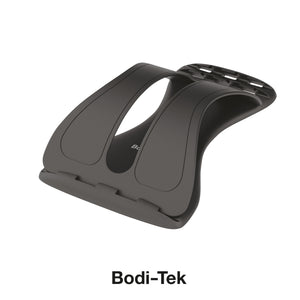 The Back Magic back stretcher is displayed on a white background with the Bodi-Tek branding underneath. The image emphasises its sleek, ergonomic design, ideal for back stretching and posture improvement.